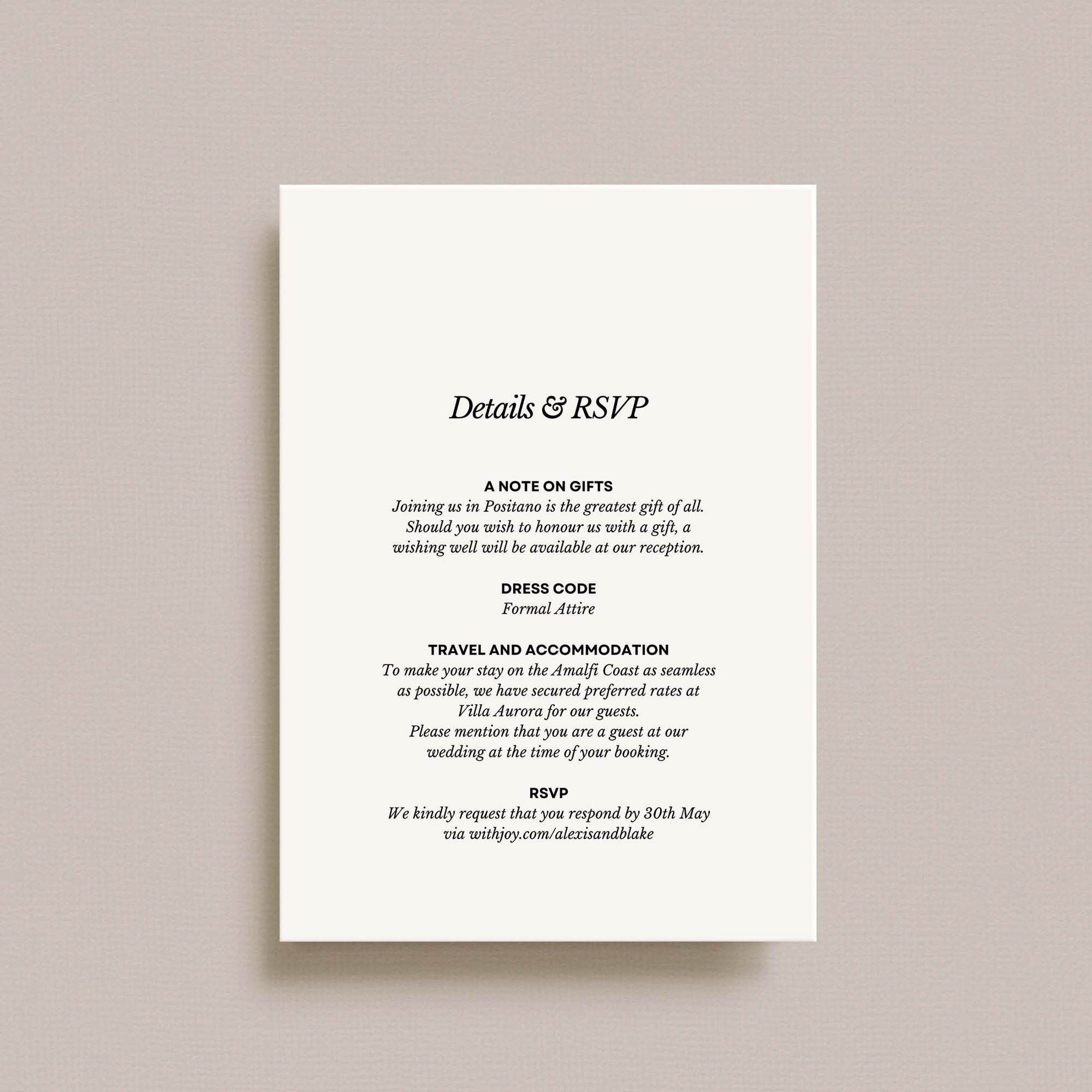 Matching Invitation Suite | Amalfi
